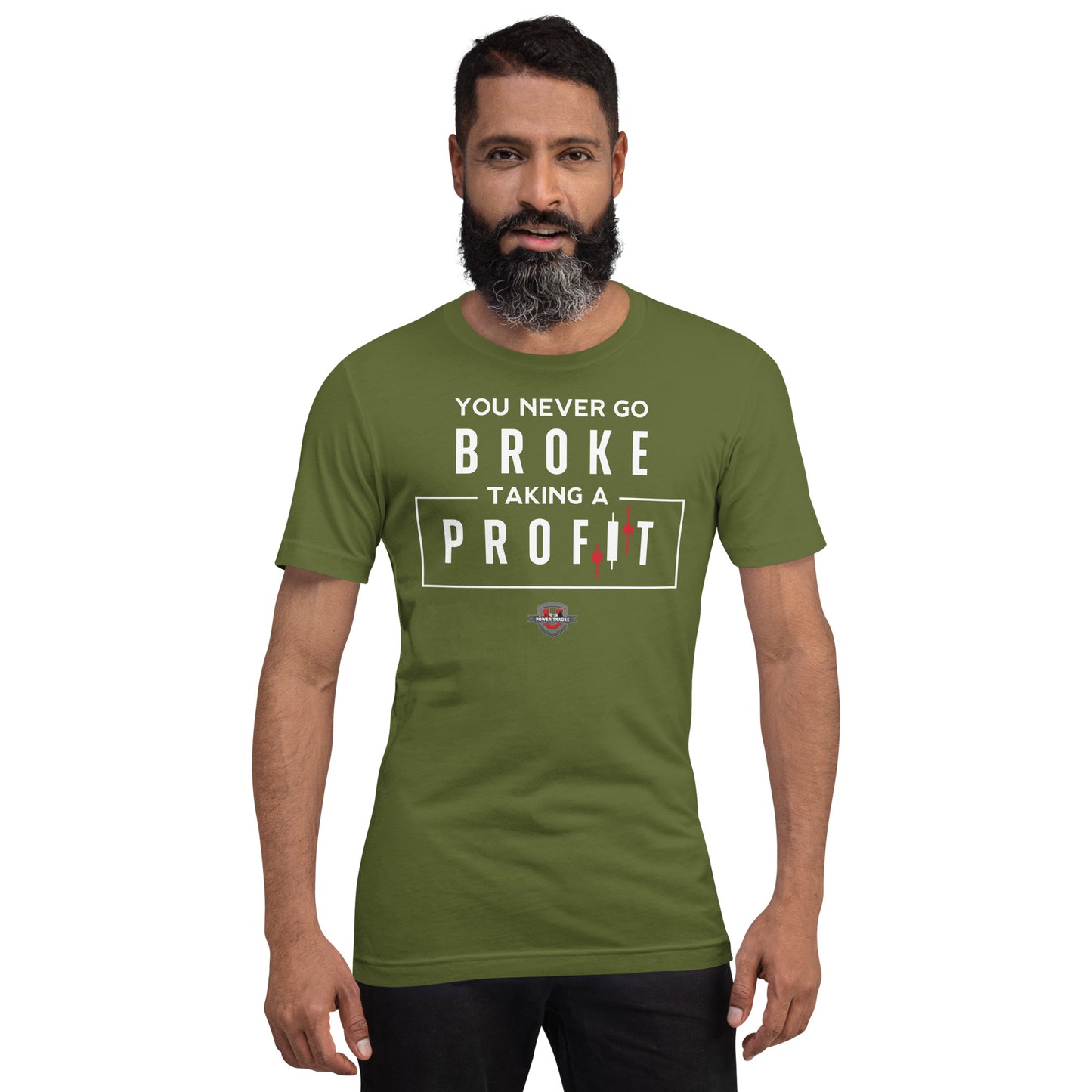 Unisex "You Never Go Broke" White Font Short Sleeve T-shirt