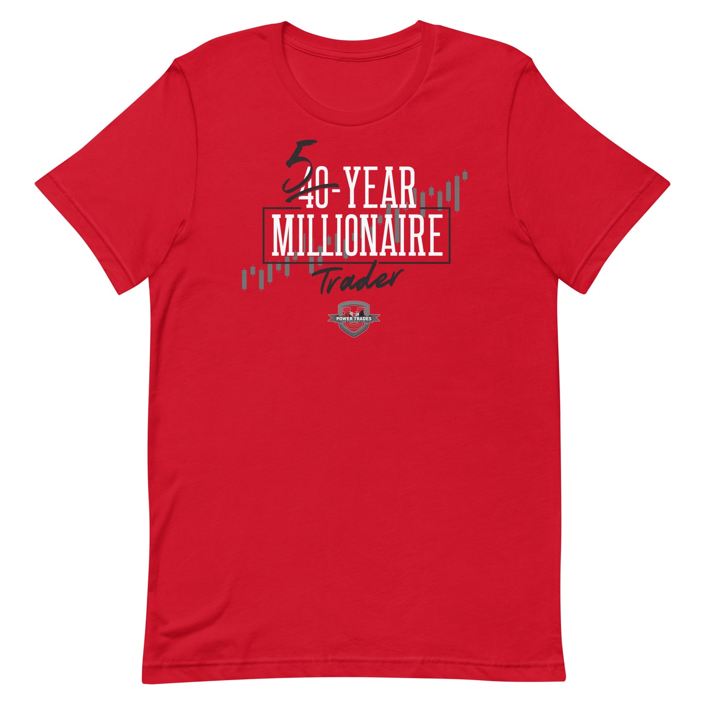 Unisex "5 Year Millionaire" White Font, Black Accents Short Sleeve T-shirt