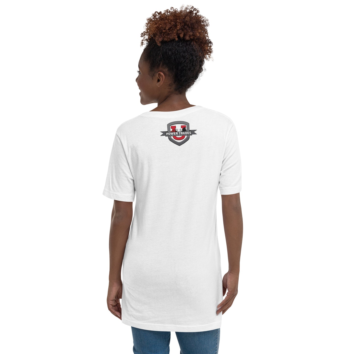 Unisex Power Trades University Logo Short Sleeve V-Neck T-shirt